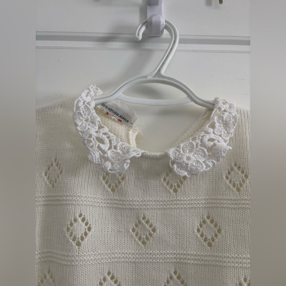 Vintage 19th Avenue Cream Knit Sweater Lace Collar Cottagecore Romantic S/M - Picture 4 of 8